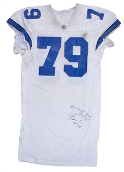 1996 Erik Williams Super Bowl XXX Game Used & Signed Dallas Cowboys Home Jersey Photo Matched To 1/28/1996 (Williams LOA)